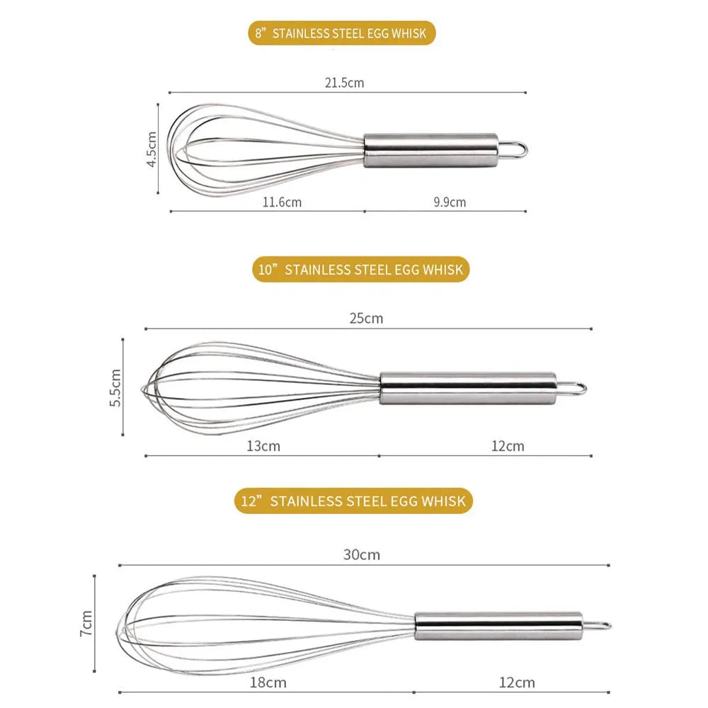 3pcs Stainless Steel Whisk Set