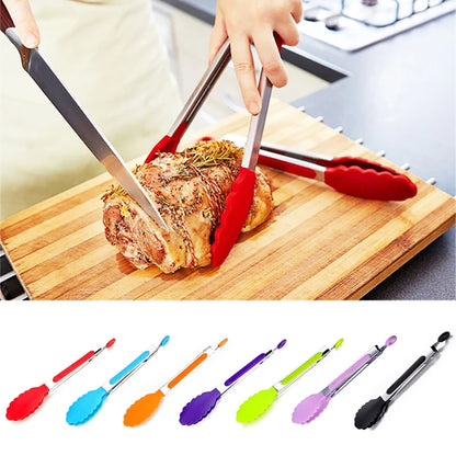 Stainless Steel & Silicone Kitchen Tongs