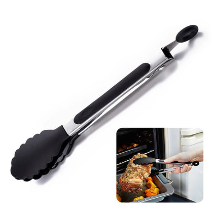 Stainless Steel & Silicone Kitchen Tongs